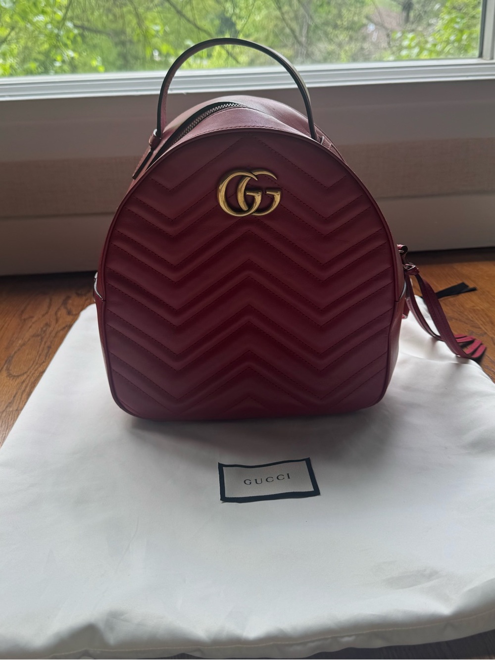 Gucci Red Chevron GG Mini Backpack